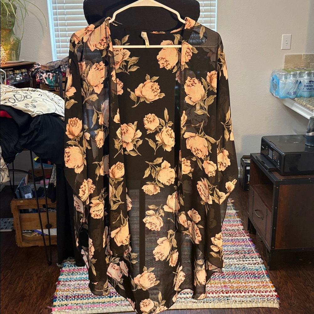 Kimono Cover Up, Blush Roses